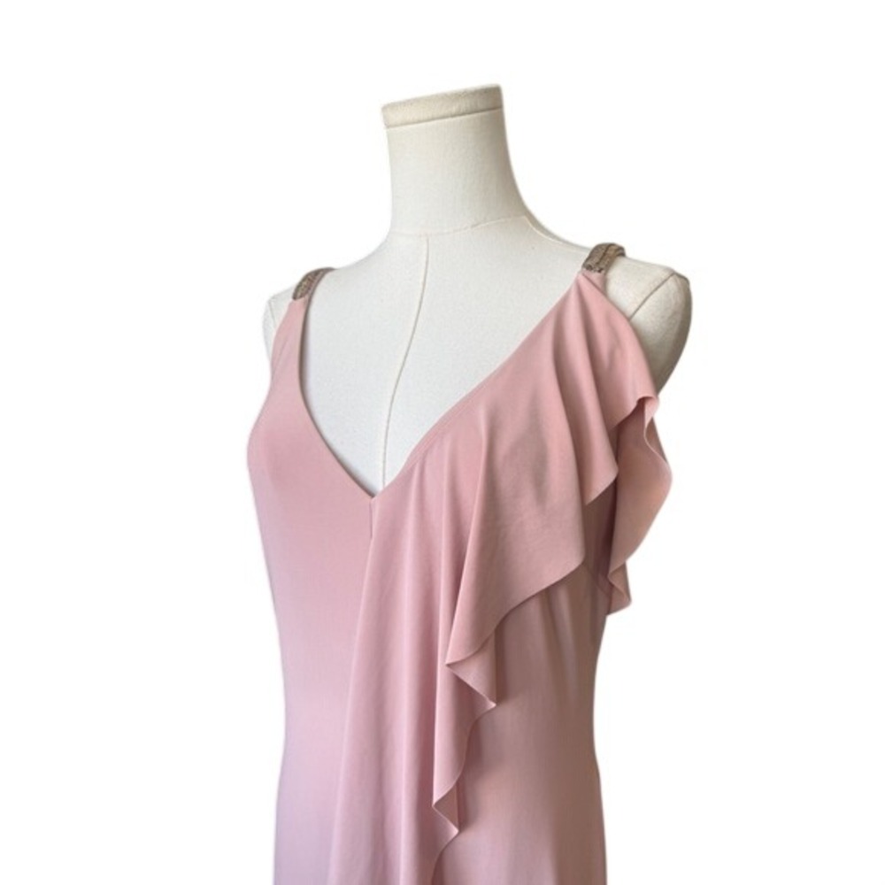 Lauren Ralph Lauren Jersey Ruffle Embellished Formal Dress Size 8 Elegant Glam - Picture 7 of 11